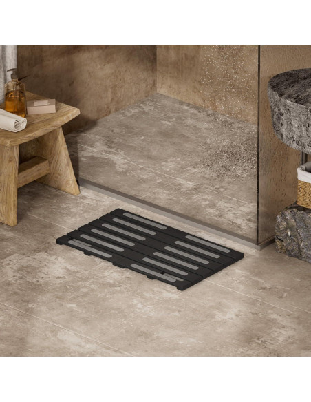Alfombra de Baño Antideslizante Lifewit de Madera Negra 59x35 cm