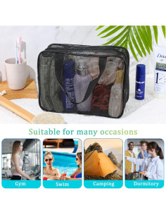 Bolsa de Ducha Portátil Mozeat Lens Negra Malla 30x20cm 2