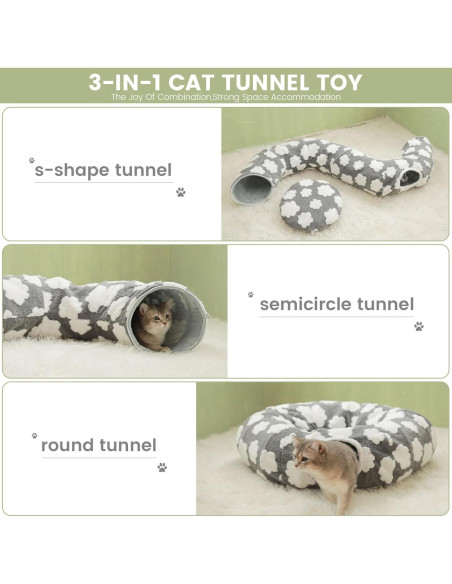 Túnel de cama para gatos TSEB4TEP amarillo 2 en 1 suave Túnel de cama para gatos TSEB4TEP amarillo 2 en 1 suave