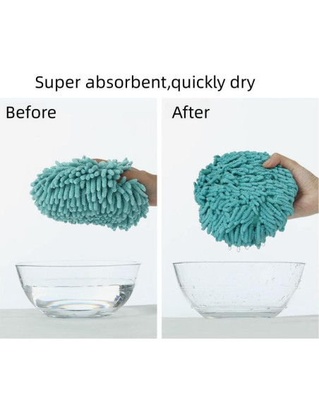 Paquete de 3 Toallas de Mano Chenille Yaocoral Verde Café Azul