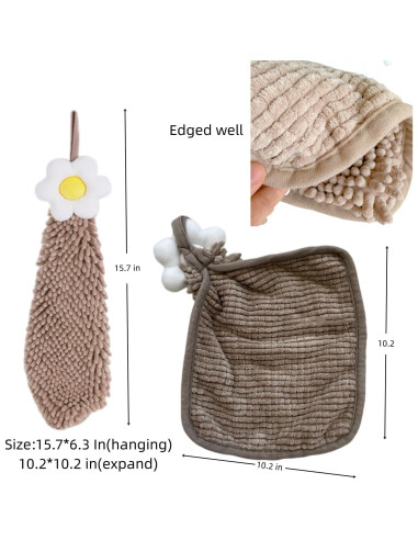 Paquete de 3 Toallas de Mano Chenille Yaocoral Verde Café Azul