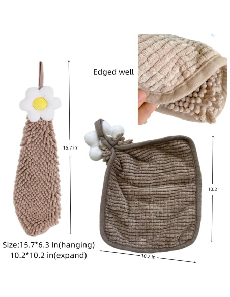 Paquete de 3 Toallas de Mano Chenille Yaocoral Verde Café Azul