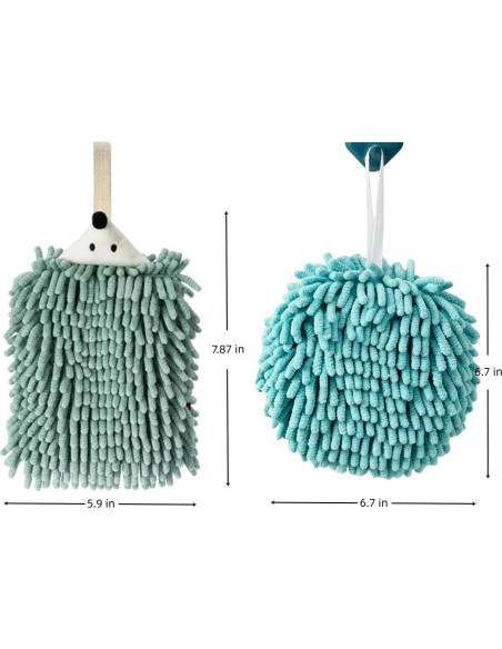 Paquete de 3 Toallas de Mano Chenille Yaocoral Verde Café Azul