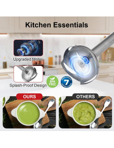 Batidora de Inmersión AQUOX JK200F-4S 400W 4 en 1 Rojo/Marfil 2