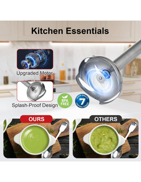 Batidora de Inmersión AQUOX JK200F-4S 400W 4 en 1 Rojo/Marfil