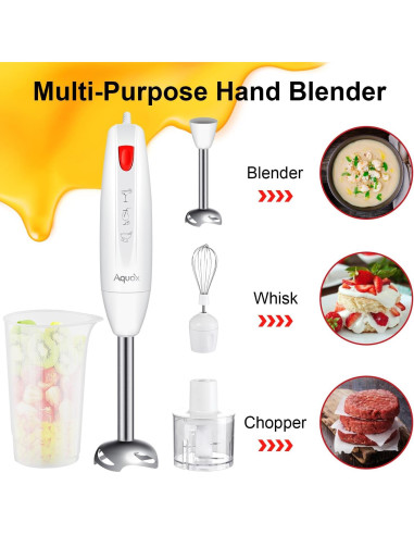Batidora de Inmersión AQUOX JK200F-4S 400W 4 en 1 Rojo/Marfil