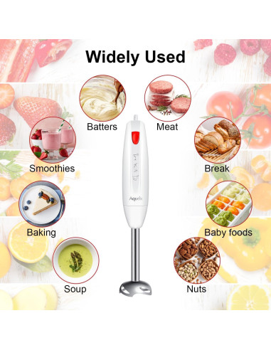 Batidora de Inmersión AQUOX JK200F-4S 400W 4 en 1 Rojo/Marfil