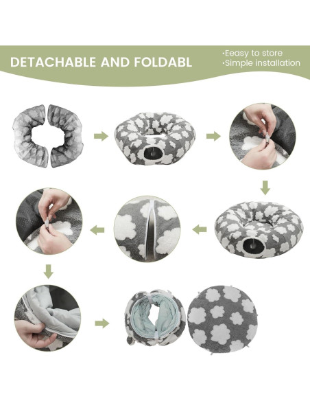 Túnel de cama para gatos TSEB4TEP amarillo 2 en 1 suave Túnel de cama para gatos TSEB4TEP amarillo 2 en 1 suave