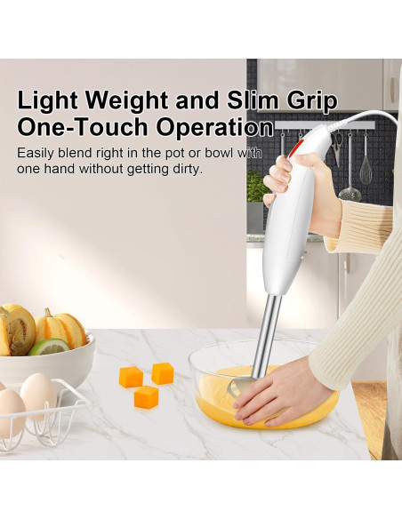 Batidora de Inmersión AQUOX JK200F-4S 400W 4 en 1 Rojo/Marfil