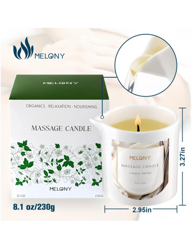 Vela de Masaje Hidratante MELONY 240ml Vainilla Cremosa