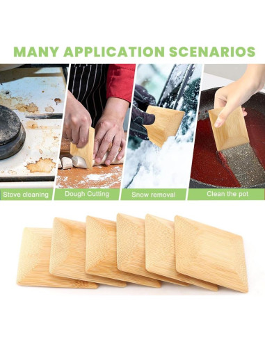 6 Raspadores de Bambú Velarionna para Limpiar Utensilios 7cm