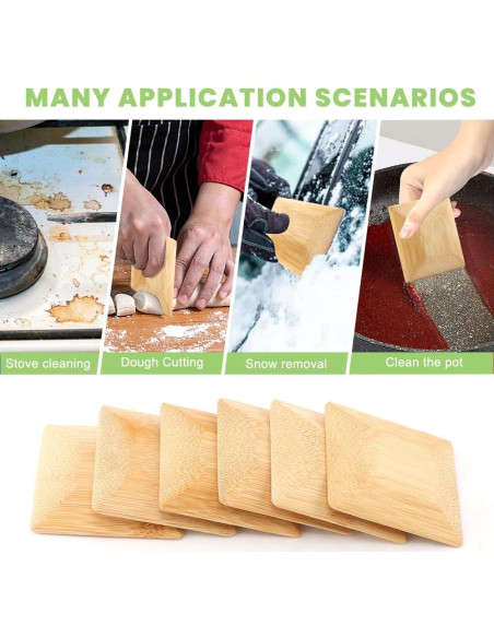 6 Raspadores de Bambú Velarionna para Limpiar Utensilios 7cm