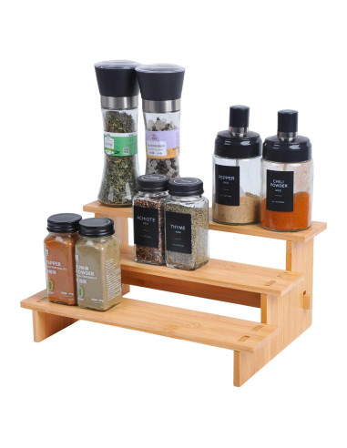 Organizador de Especias de 3 Niveles JinDoWin - Bambú Natural