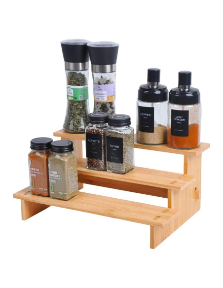 Organizador de Especias de 3 Niveles JinDoWin - Bambú Natural