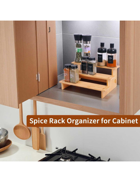 Organizador de Especias de 3 Niveles JinDoWin - Bambú Natural