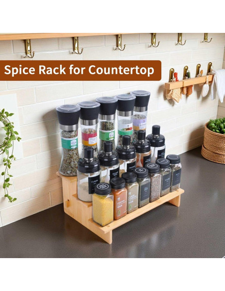 Organizador de Especias de 3 Niveles JinDoWin - Bambú Natural