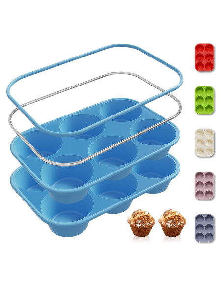 Molde para Muffins Jumbo Socisen 6 Tazas Silicona Azul