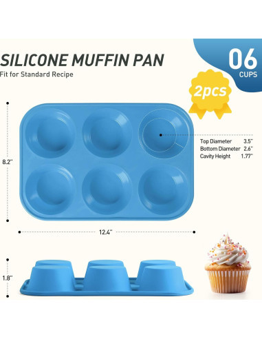 Molde para Muffins Jumbo Socisen 6 Tazas Silicona Azul
