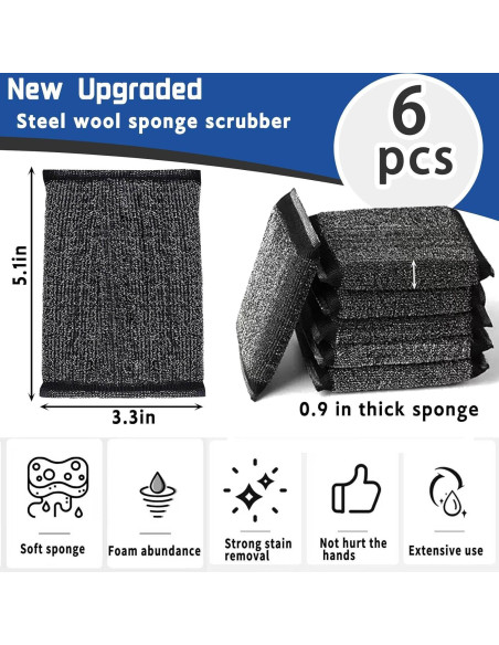 Esponjas de Cocina Bysbczx LFY2025 Alta Resistencia 6 Unidades