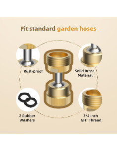 Adaptador de Manguera de Jardín Hibbent 3/4" GHT Doble Giro 2