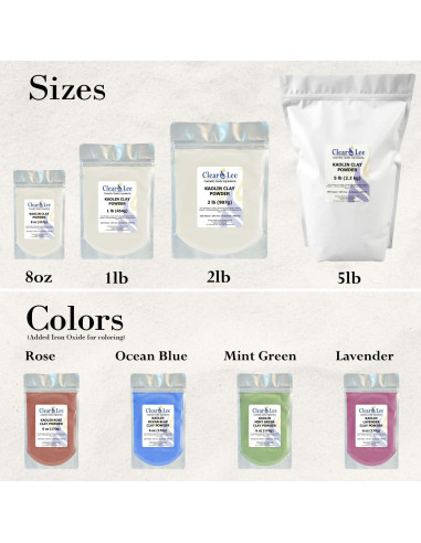 Polvo de Arcilla Kaolin Cosmético ClearLee 227g - Piel Suave