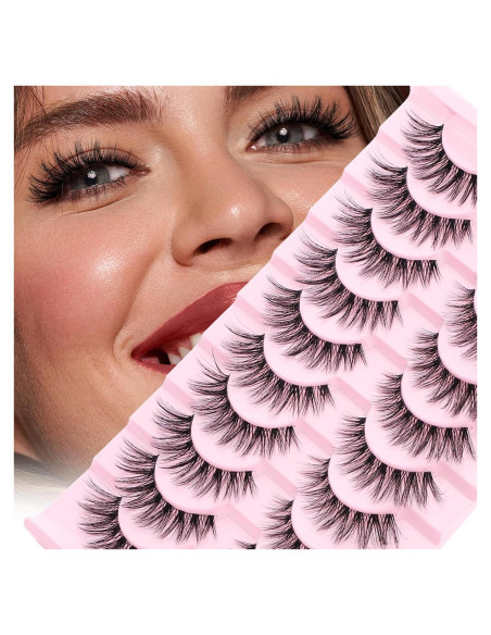 Pestañas Postizas GEMERRY 10 Pares Esponjosas y Naturales