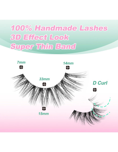 Pestañas Postizas GEMERRY 10 Pares Esponjosas y Naturales