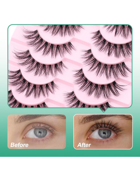 Pestañas Postizas GEMERRY 10 Pares Esponjosas y Naturales