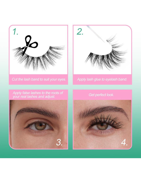 Pestañas Postizas GEMERRY 10 Pares Esponjosas y Naturales