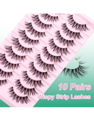 Pestañas Postizas GEMERRY 10 Pares Esponjosas y Naturales