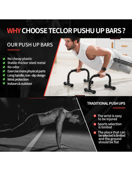 Barra de Flexiones Teclor Alta Resistencia 299.4kg Portátil