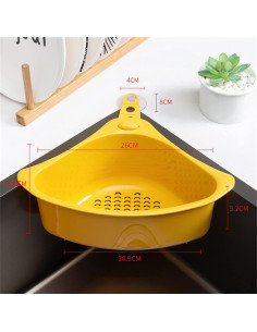 Canasta de Drenaje Triangular Cunyuer Amarillo 26x16cm 2