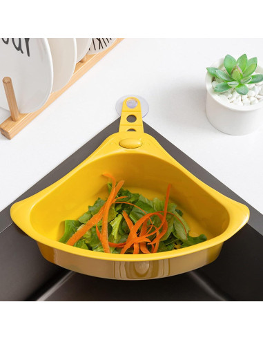 Canasta de Drenaje Triangular Cunyuer Amarillo 26x16cm