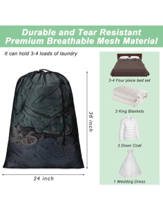 2 Bolsas de Lavandería de Malla XL Aegero 61x91cm Negro 2