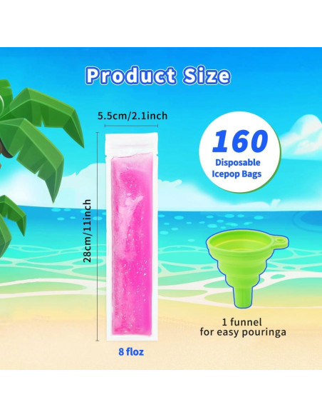 Paquete de 160 Bolsas Desechables para Paletas Libemskix 28x5.5 cm