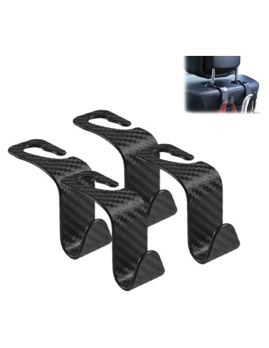 Ganchos para Reposacabezas de Auto Biyrly - Paquete de 4 Negro