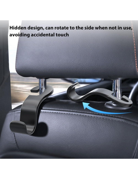 Ganchos para Reposacabezas de Auto Biyrly - Paquete de 4 Negro