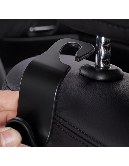 Ganchos para Reposacabezas de Auto Biyrly - Paquete de 4 Negro
