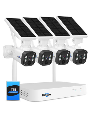 Sistema de Cámara de Seguridad Inalámbrica Solar Hiseeu 4MP 1TB