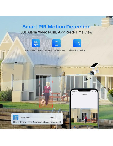 Sistema de Cámara de Seguridad Inalámbrica Solar Hiseeu 4MP 1TB