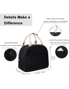 Bolsa de Almuerzo EurCross Negra con Lunares - 24x16x21 cm 2