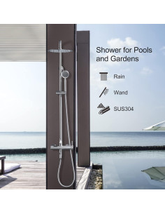 Kit de Ducha Exterior Foroute ESHOWER-001 Acero Inoxidable 25.4 cm 2