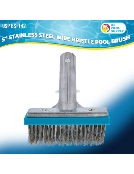 Cepillo de piscina U.S. Pool Supply 12.7 cm acero inoxidable