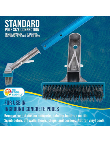 Cepillo de piscina U.S. Pool Supply 12.7 cm acero inoxidable
