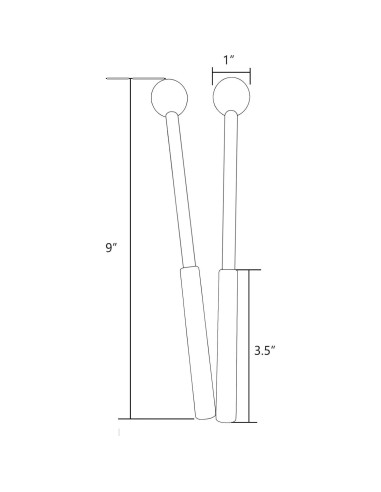 Mazas de Xilófono de Goma Negra - 23 cm - 1 Par