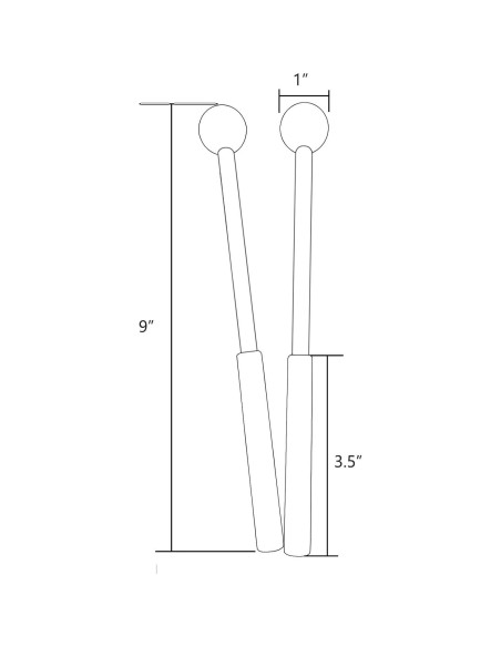 Mazas de Xilófono de Goma Negra - 23 cm - 1 Par