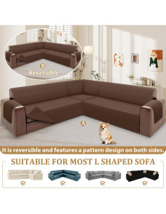 Funda de Sofá Seccional Esquinero ALIECOM Reversible Café Pequeña 2