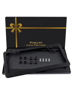 Paquete de 2 Marcos de Placa de Licencia OKLPF Aluminio Negro