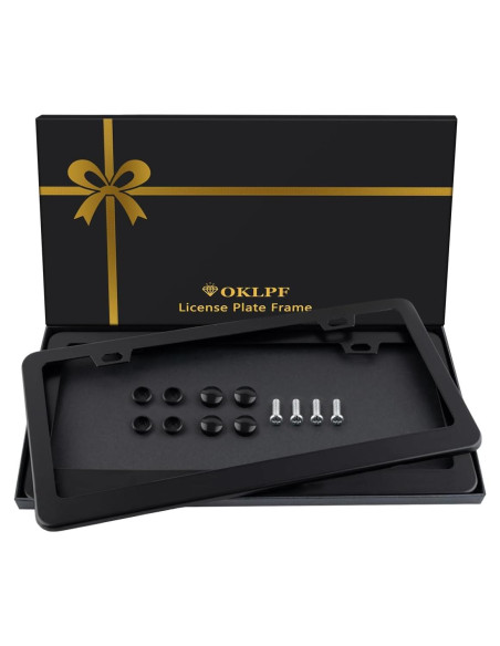 Paquete de 2 Marcos de Placa de Licencia OKLPF Aluminio Negro