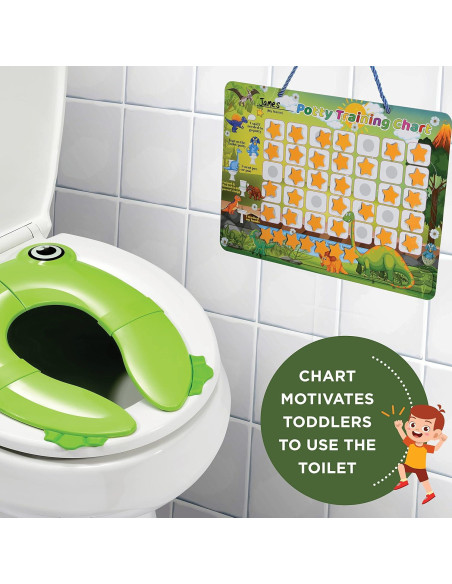 Asiento de Entrenamiento para Baño Homeify Verde con Gráfico Dino